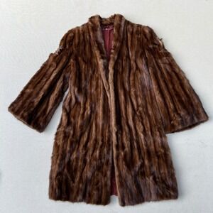 Vintage Wild Mink Fur Coat 1960s 20x40in USA Damaged Full Length Elegant Custom‎